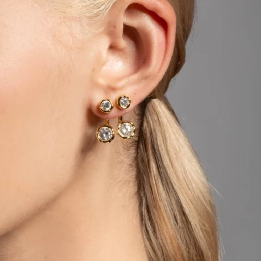 Alexis Bittar Asterales Gold Molten Front Back Earring Gold - Picture 2 of 5